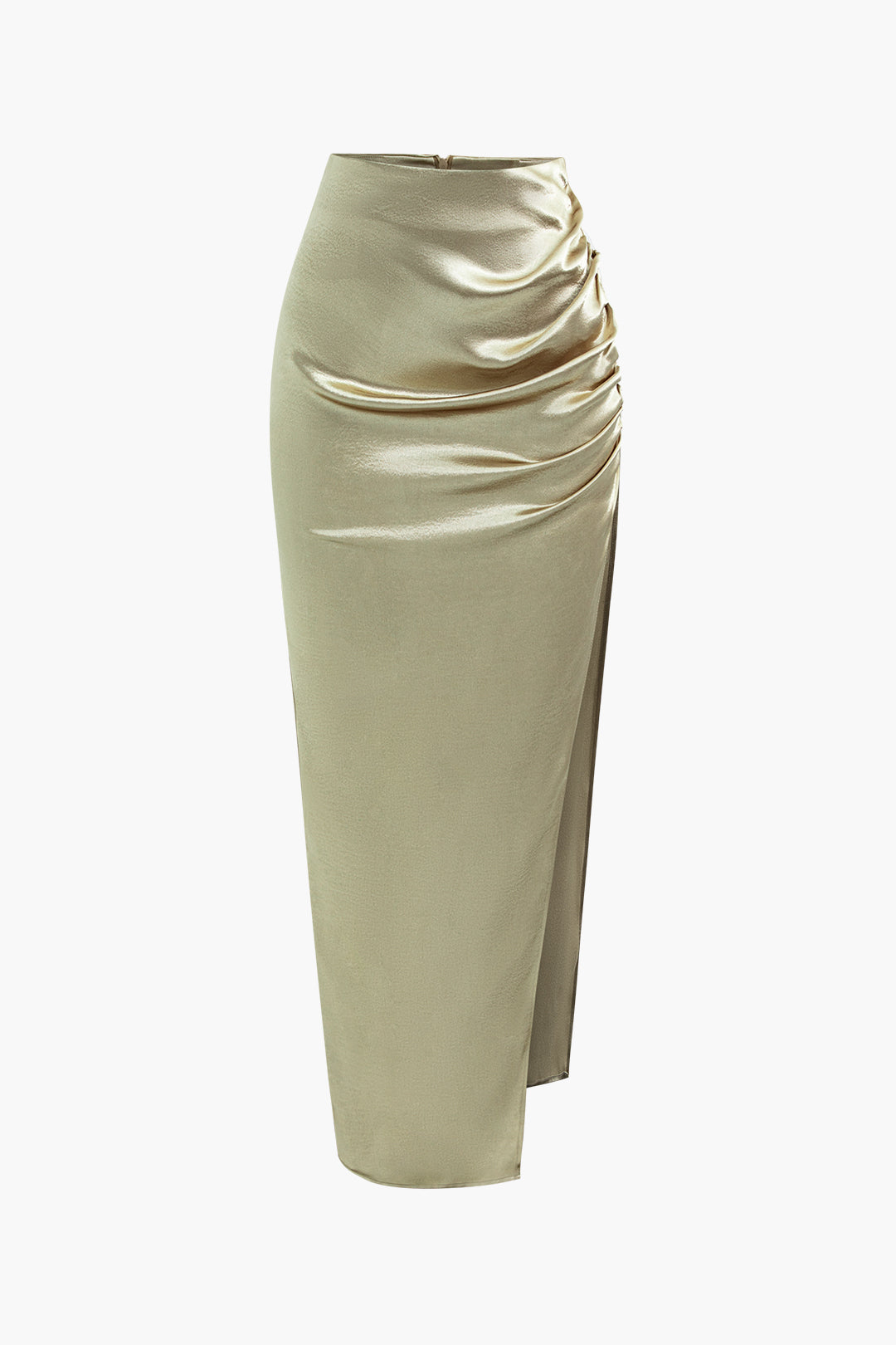 Satin Ruched Split Maxi Skirt - Y2K Aesthetic Fashion for Chic and Stylish Outfits