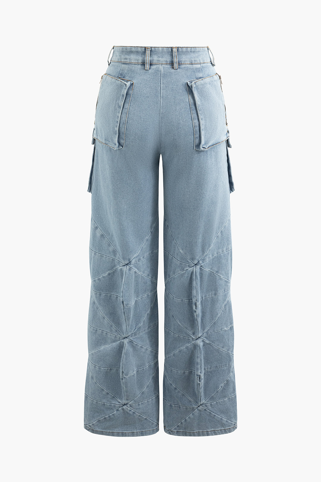 Seam-Detail High Waist Cargo Pants with Flap Pockets for Y2K and Grunge Aesthetic Outfits