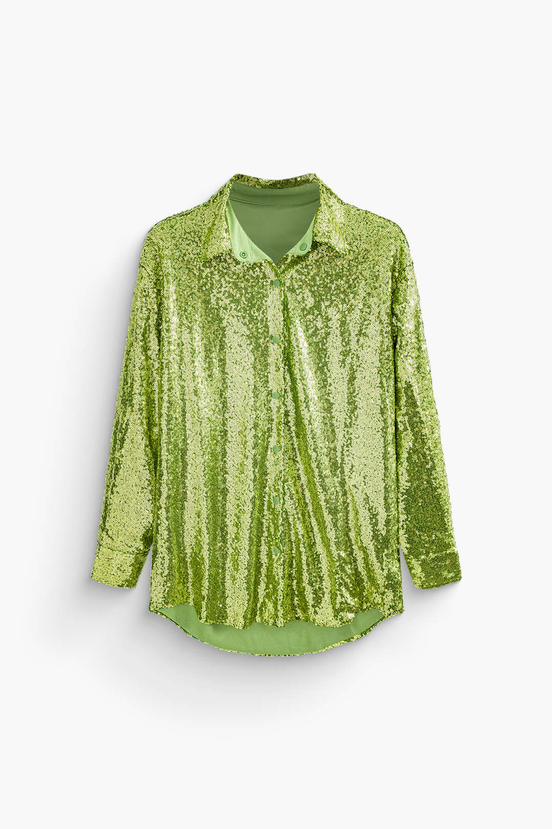 Sequin Embellished Y2K Button-Up Long Sleeve Shirt for Coquette and Grunge Aesthetics