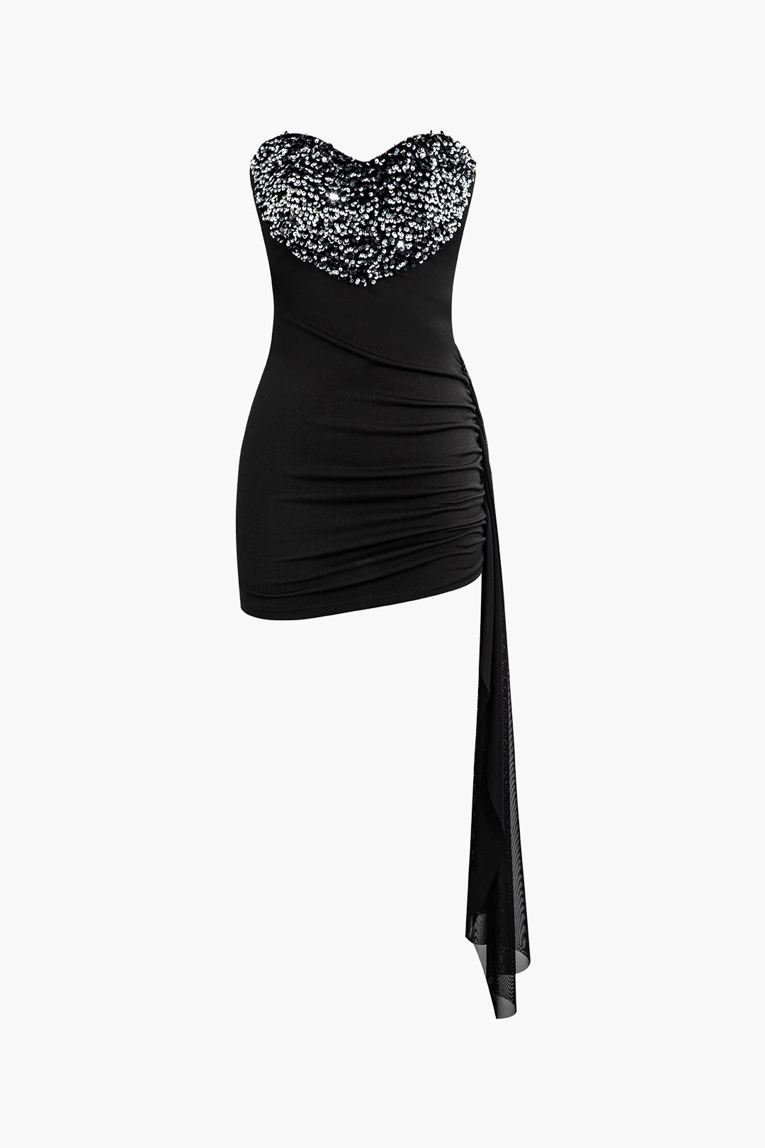 Sequin Ruched Strapless Mini Dress for Y2K Aesthetic Nights and Coquette Style Events