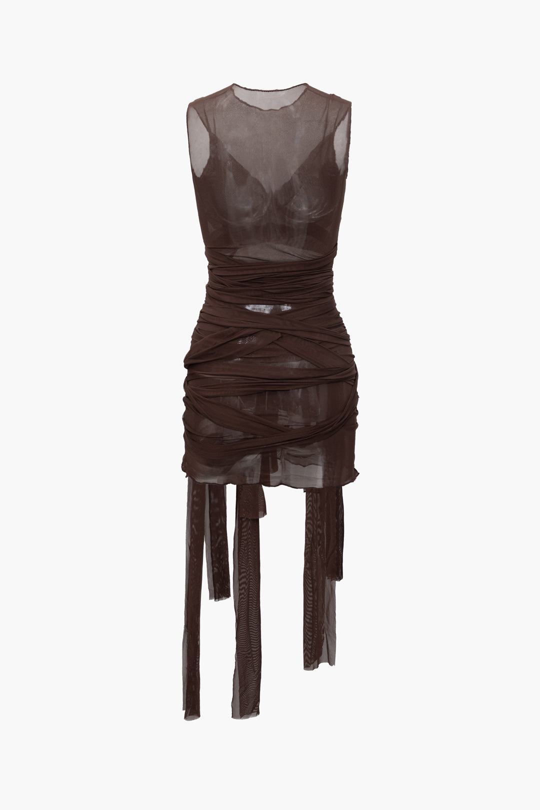 Sheer Mesh Tie Ribbon Mini Dress - Y2K Aesthetic Cute Dress for Stylish Outfits