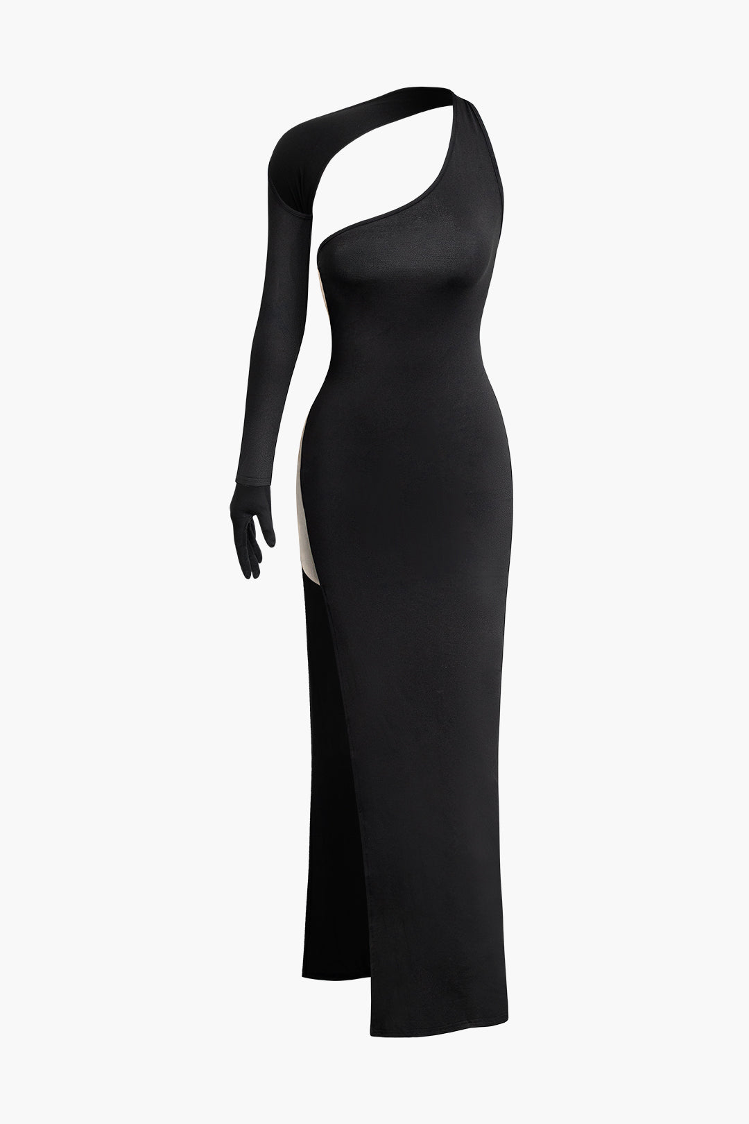 Sheer One Shoulder Maxi Dress with Slit - Y2K Fashion Statement for Aesthetic Outfits