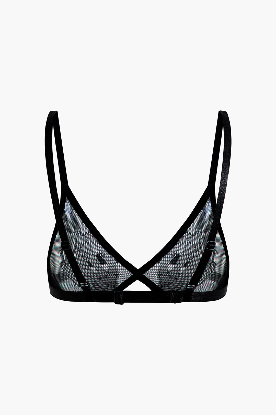 Skeleton Print Mesh Bra Top - Y2K Aesthetic Grunge Style Cute Crop Top for Edgy Outfits