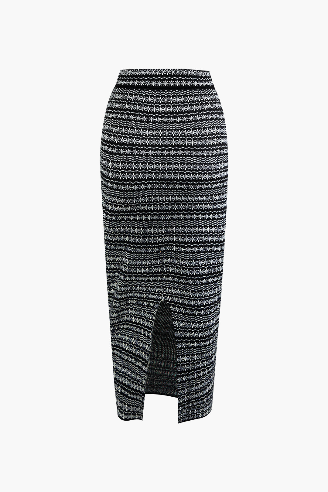 Snowflake Pattern Knit Maxi Skirt - Cozy Y2K Aesthetic Winter Fashion Essential