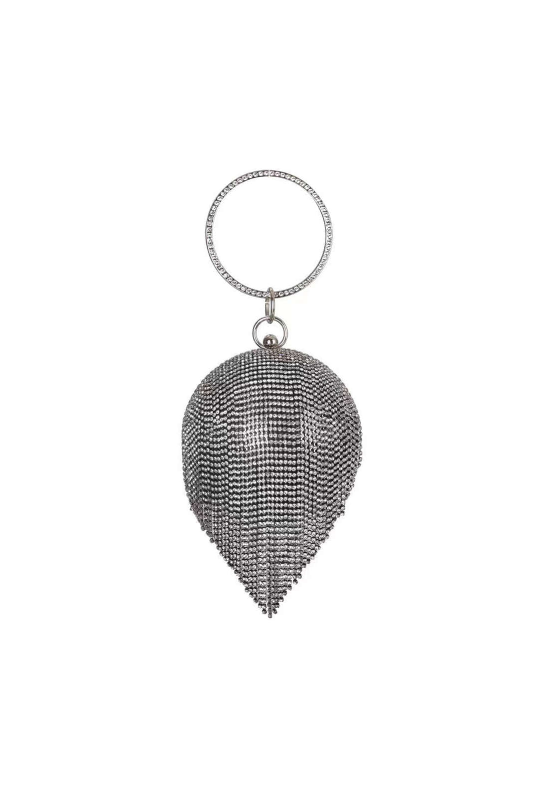 Sparkling Metallic Rhinestone Round Clutch Bag for Y2K Fashion & Coquette Aesthetic