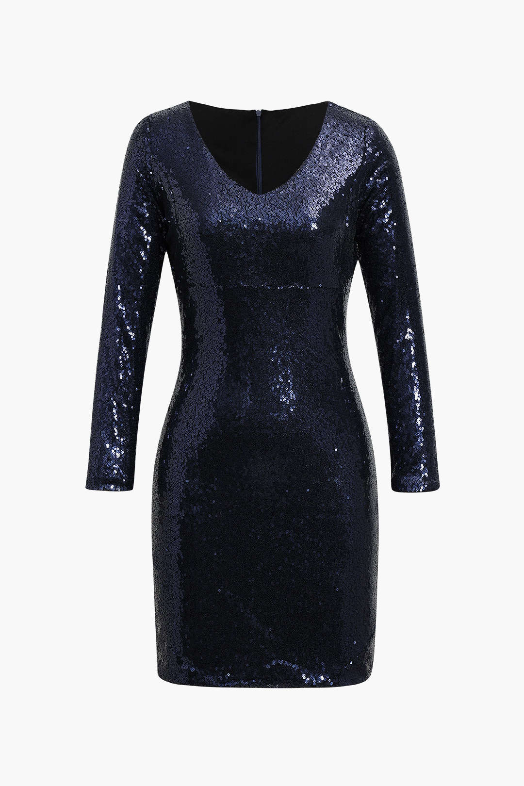 Sparkly Long Sleeve V-Neck Sequin Mini Dress for Y2K Fashion and Coquette Aesthetic