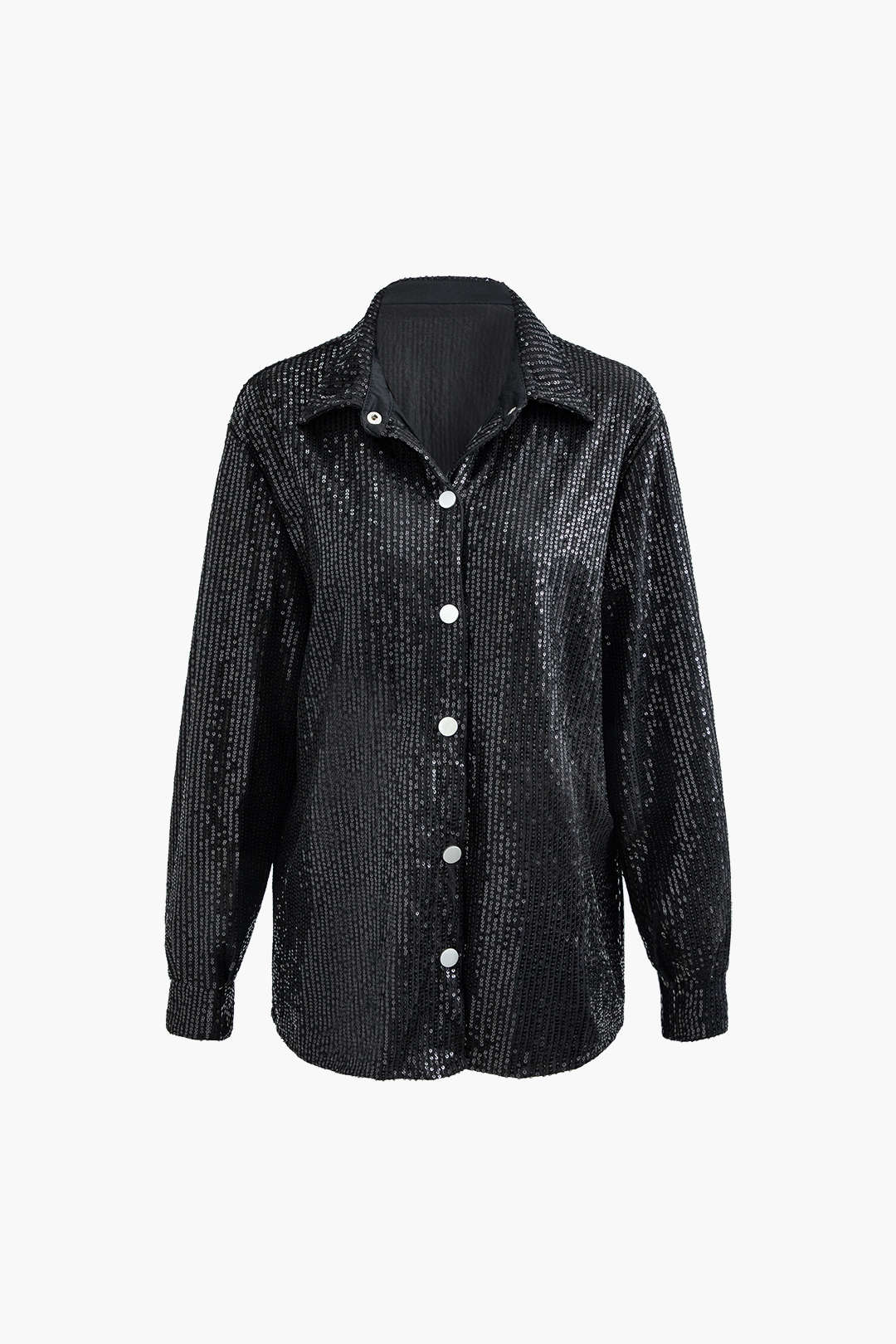 Sparkly Sequin Button-Up Long Sleeve Shirt for Y2K Fashion and Coquette Aesthetic