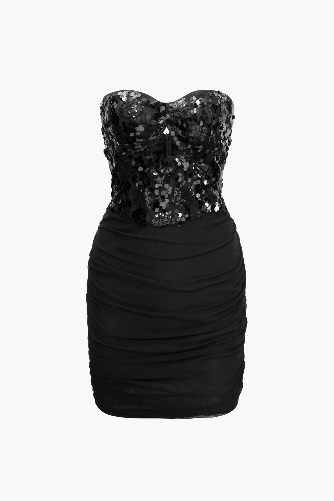 Sparkly Sequin Ruched Strapless Mini Dress for Y2K Fashion and Coquette Aesthetic