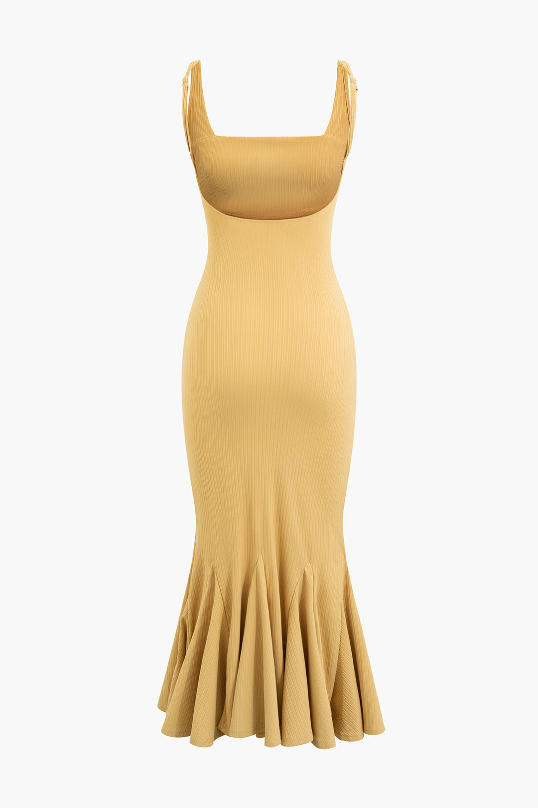 Square Neck Backless Mermaid Slip Midi Dress - Y2K Aesthetic Fashion for Effortless Elegance