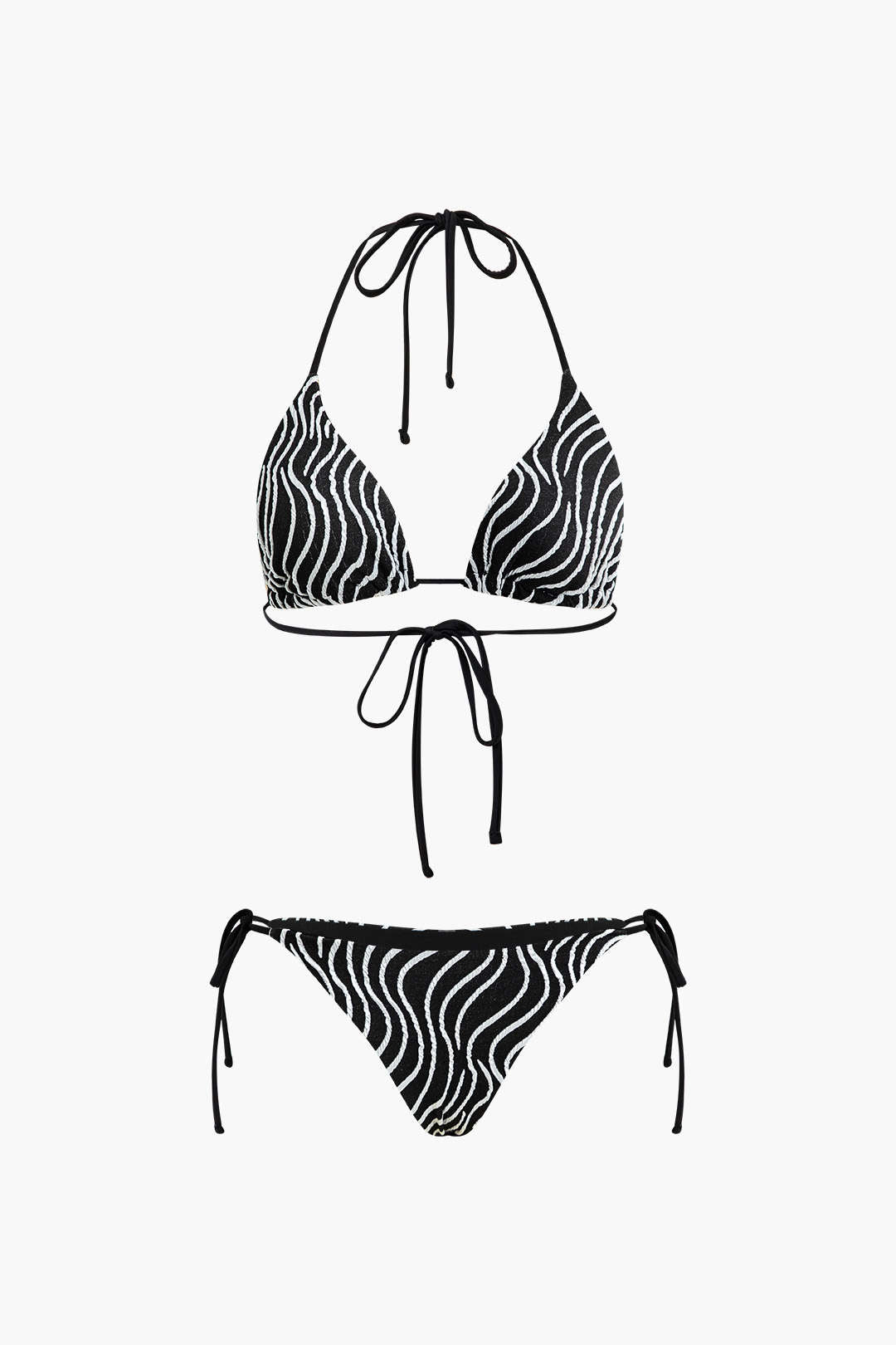 Stripe Side Tie Halter Bikini Two-Piece Set - Y2K Aesthetic Swimwear for Trendy Summer Vibes