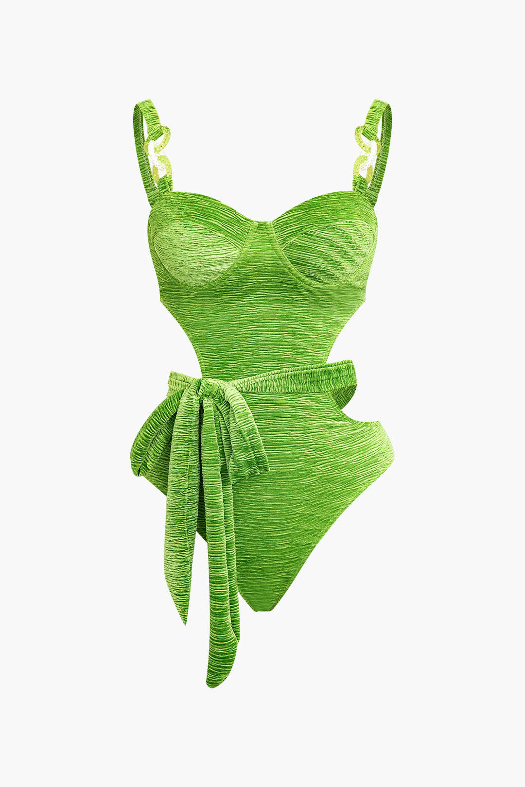 Textured Cut-Out Knot One-Piece Swimsuit in Y2K Aesthetic for Trendy Summer Vibes