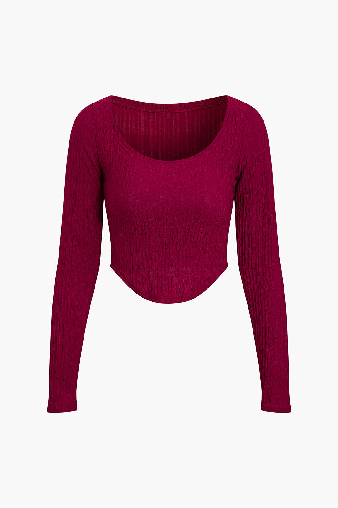 Textured Long Sleeve Crop Top in Y2K Style - Perfect for Coquette and Grunge Aesthetics