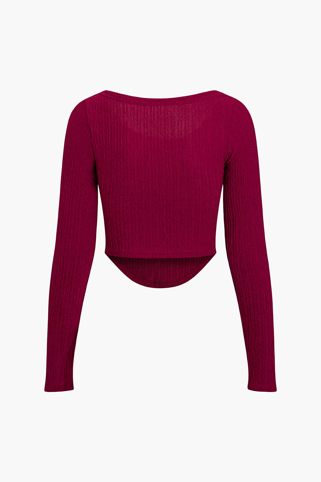 Textured Long Sleeve Crop Top in Y2K Style - Perfect for Coquette and Grunge Aesthetics