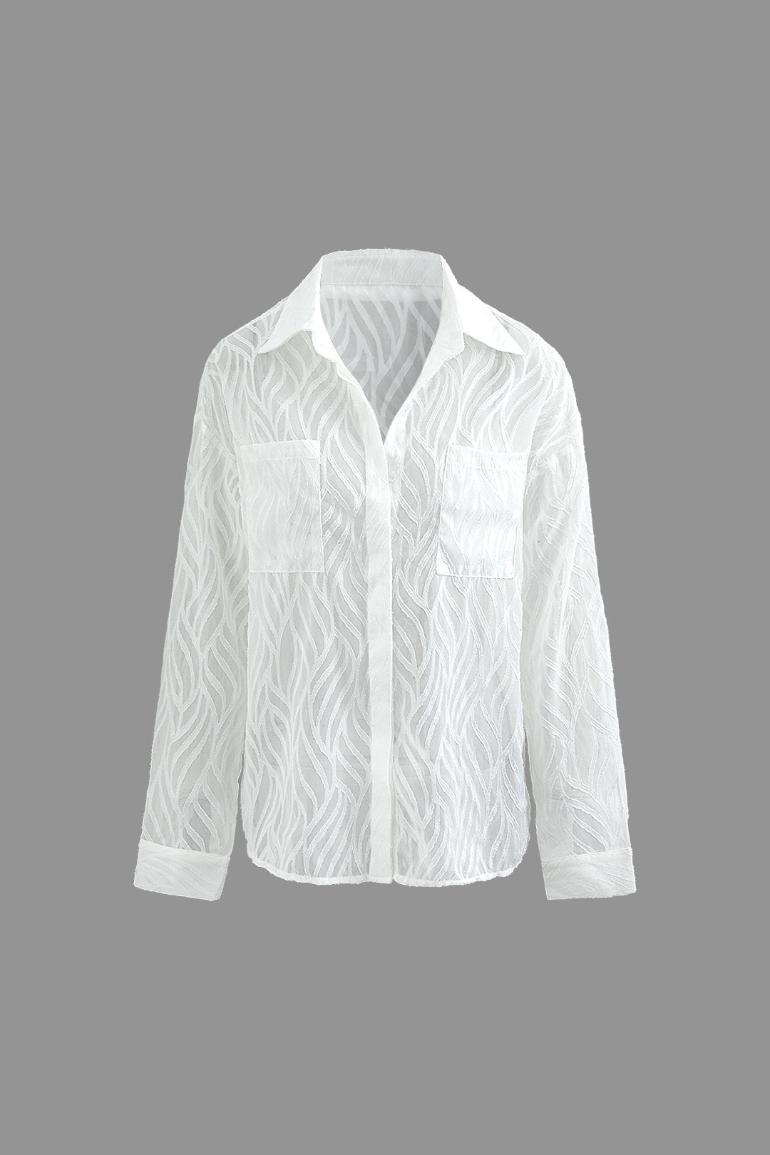 Textured Pocket Button-Up Long Sleeve Shirt in Y2K Aesthetic Style for Trendy Outfits