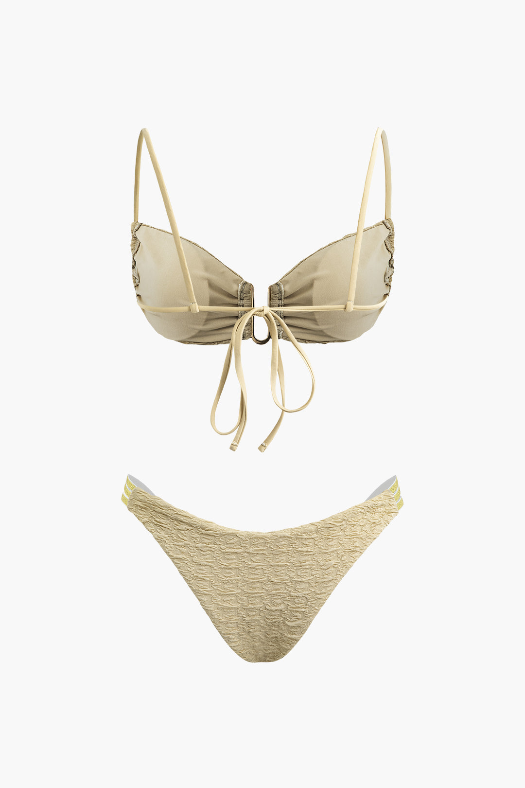 Textured Tie Back Bikini Set - Y2K Aesthetic Swimwear for Trendy Summer Vibes