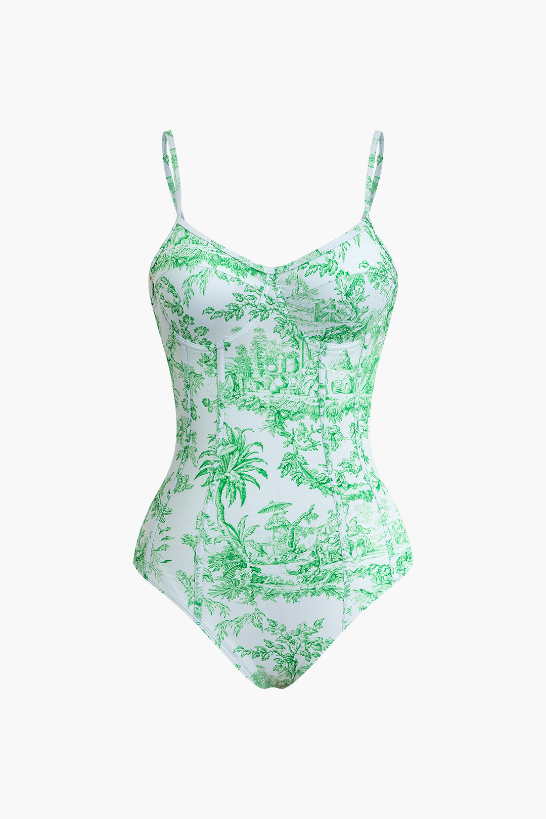 Toil De Juoy Y2K Aesthetic Pattern Bustier Cami One-Piece Swimsuit for Trendy Summer Vibes