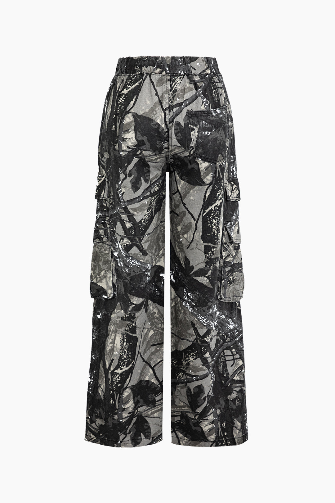 Tree Branch Print Y2K Aesthetic Cargo Wide Leg Pants for Trendy Outfits