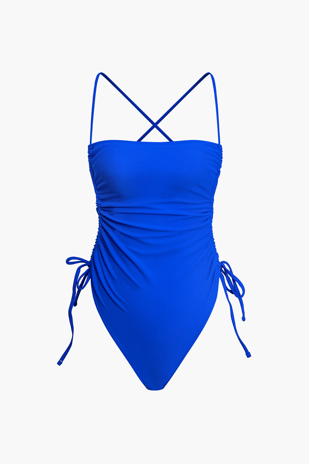 Trendy Cross Strap Drawstring Backless One-Piece Swimsuit for Y2K Aesthetic Vibes