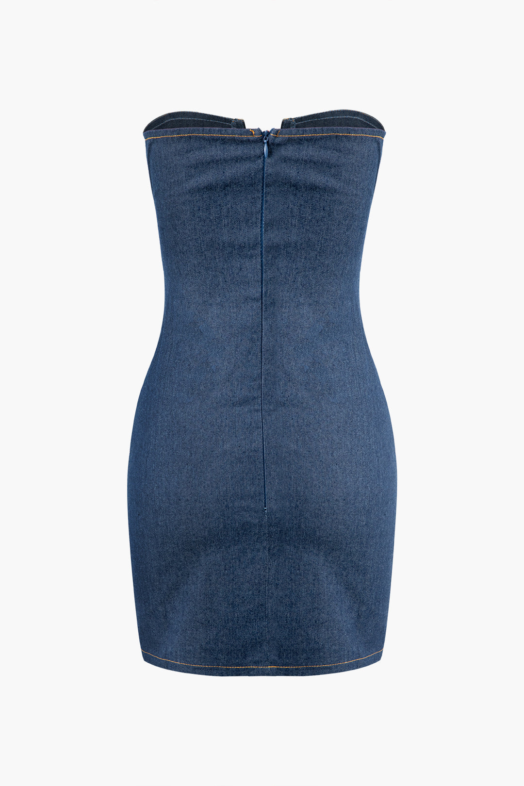 Trendy Deep V-Neck Denim Strapless Mini Dress for Y2K Aesthetic and Coquette Style