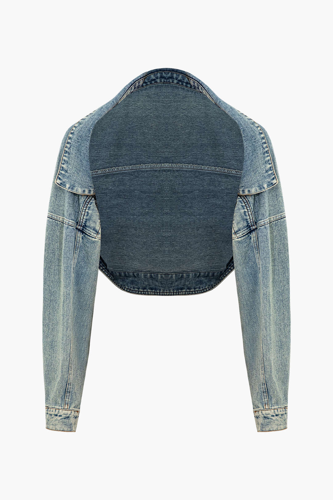 Trendy Faded Denim Jacket for Y2K Aesthetic Outfits and Grunge Style Looks