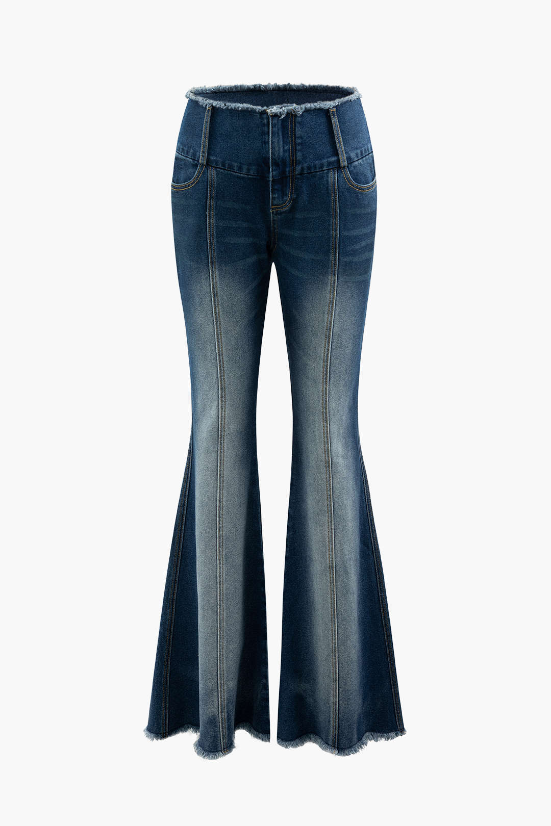 Trendy Low Rise Frayed Trim Flare Leg Jeans for Y2K Aesthetic Outfits