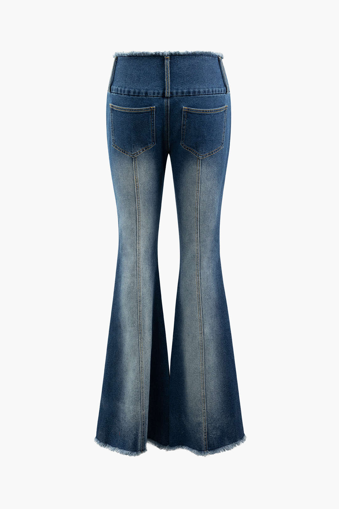 Trendy Low Rise Frayed Trim Flare Leg Jeans for Y2K Aesthetic Outfits