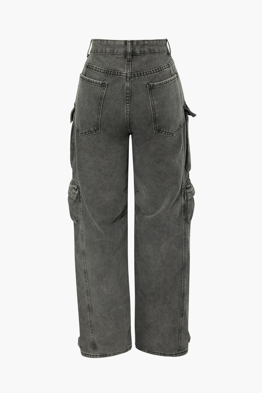 Trendy Multi Pocket Wide Leg Cargo Jeans with Rolled Hem for Y2K Aesthetic Outfits