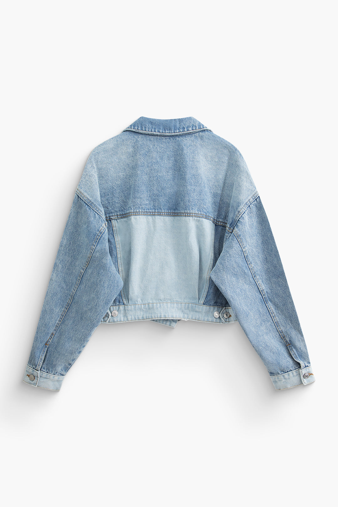 Trendy Patchwork Cut Out Denim Jacket for Y2K Aesthetic and Grunge Style Outfits