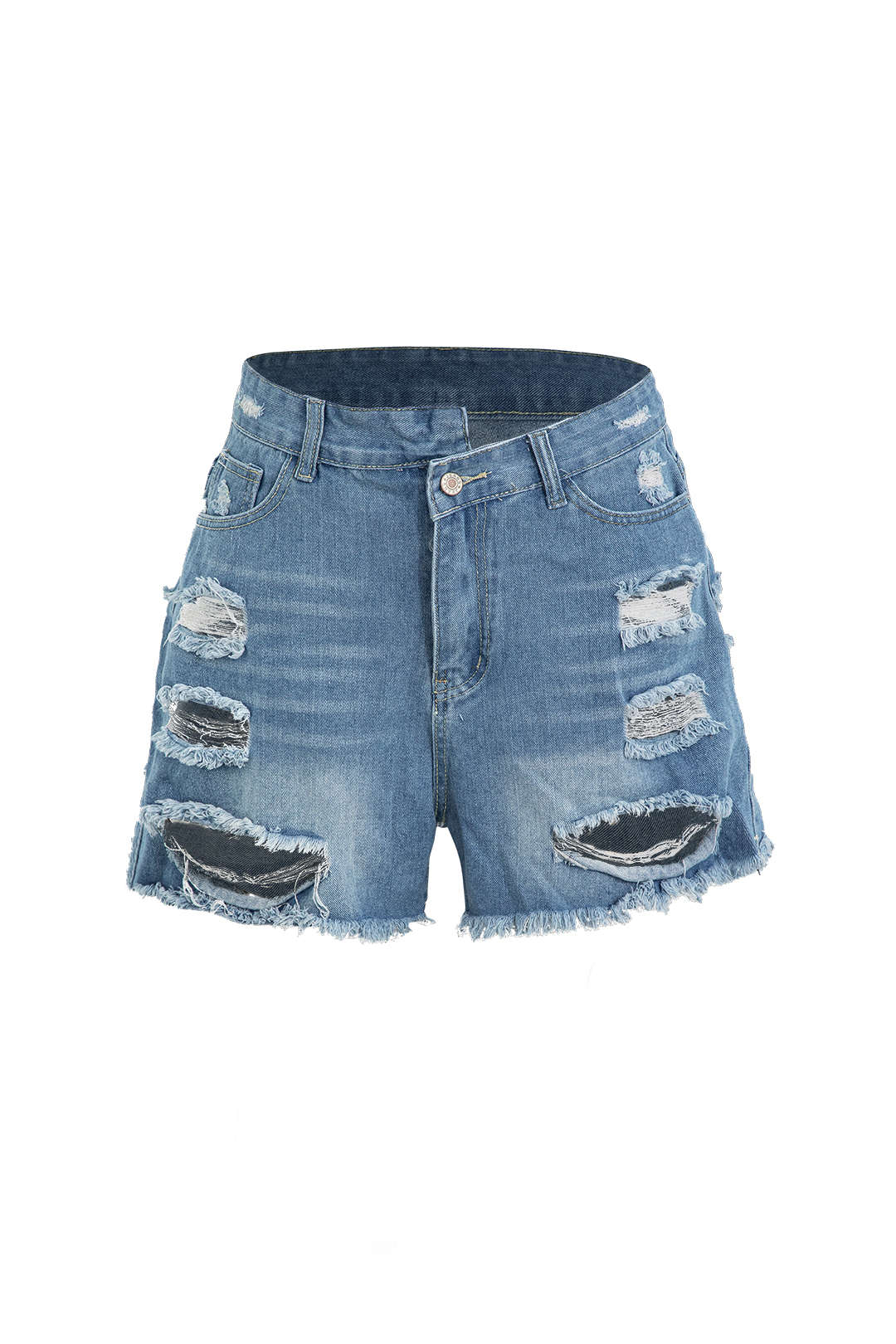 Trendy Ripped Denim Shorts for Y2K Aesthetic Outfits and Grunge Style Looks