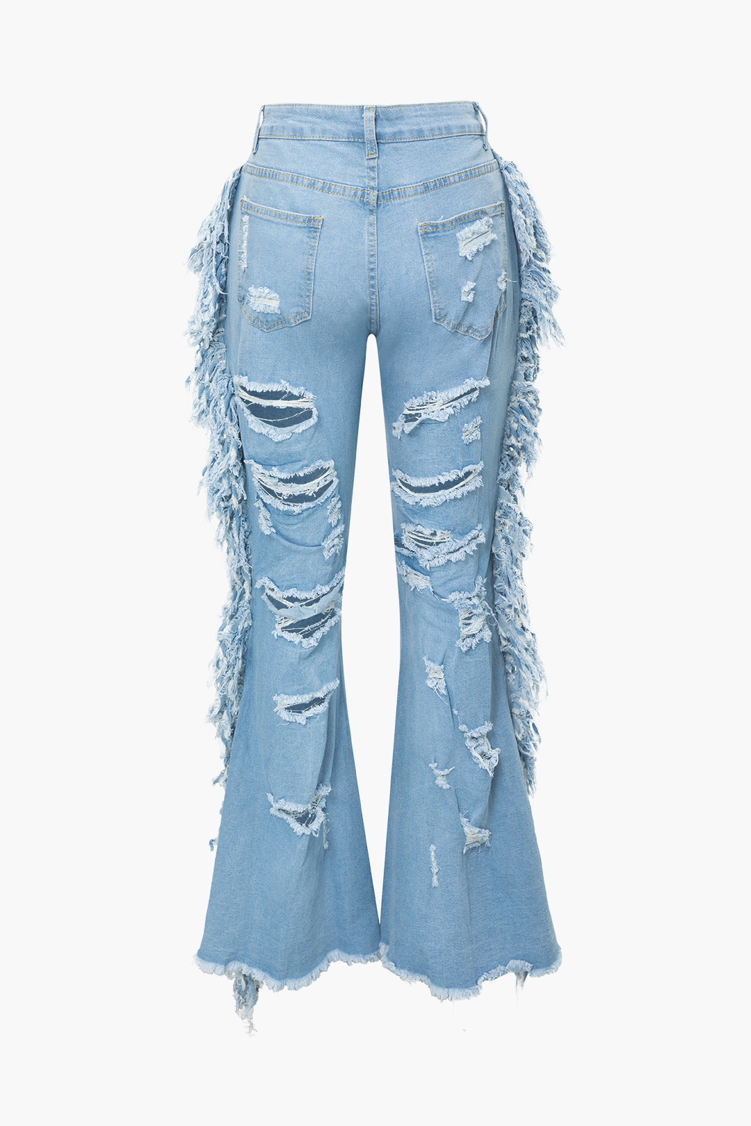 Trendy Ripped Flared Leg Jeans for Y2K Aesthetic and Grunge Style Outfits