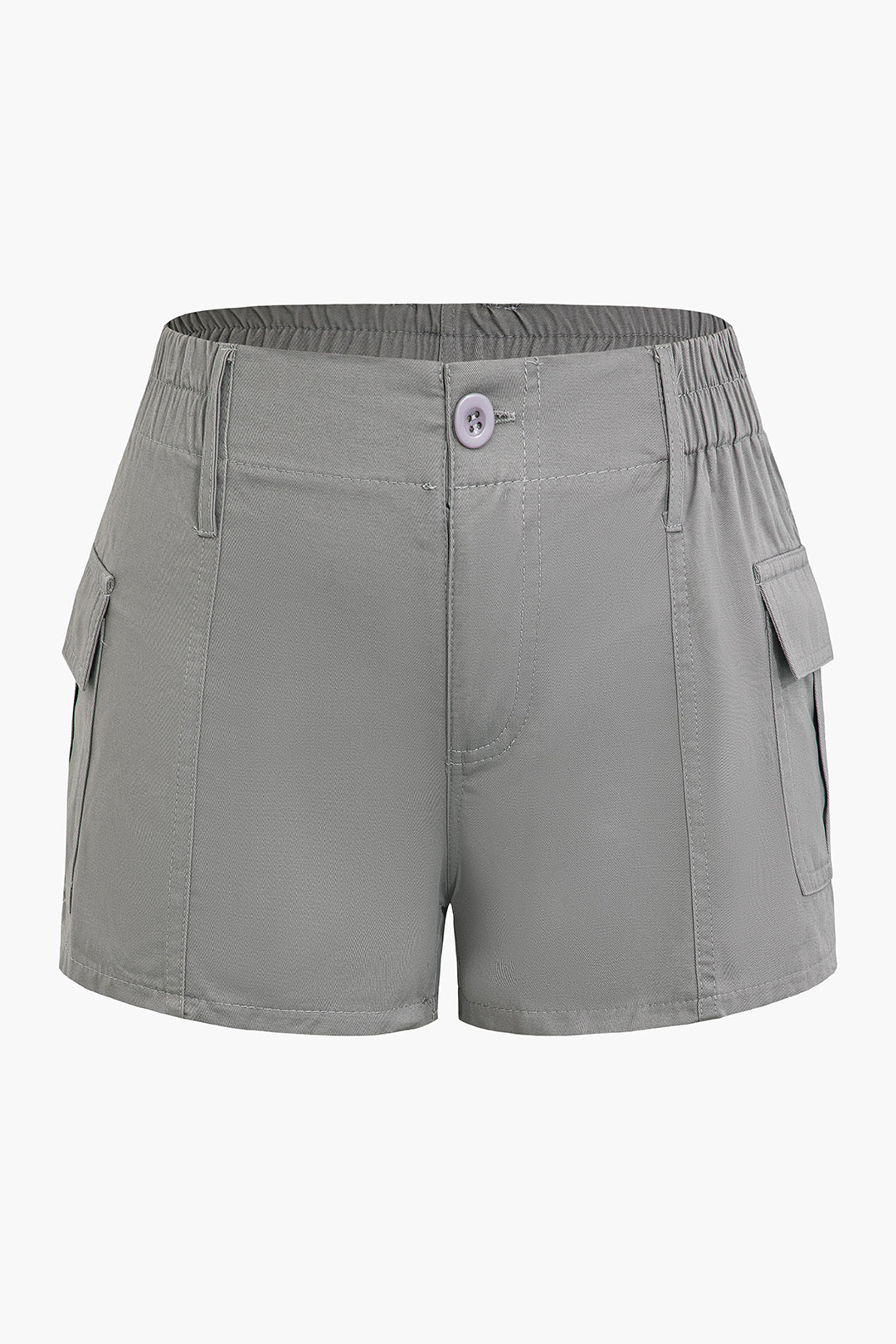 Trendy Solid Flap Pocket Cargo Shorts for Y2K Aesthetic and Grunge Style Outfits