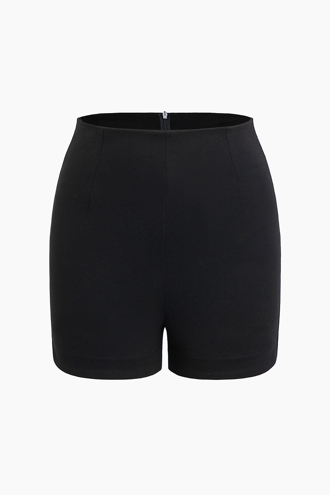 Trendy Solid Slim Fit Zipper Shorts for Y2K Aesthetic Outfits and Grunge Style Looks