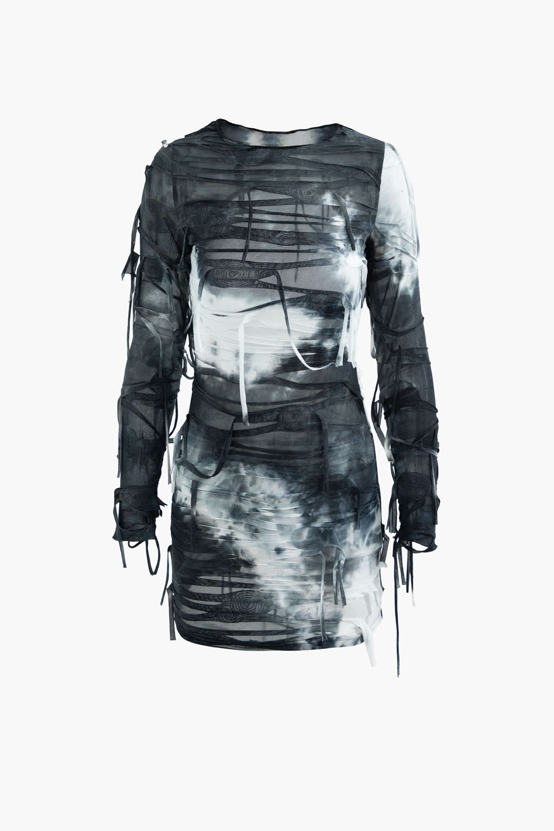 Trendy Tie Dye Back Cut Out Long Sleeve Mini Dress for Y2K Aesthetic Fashion Lovers