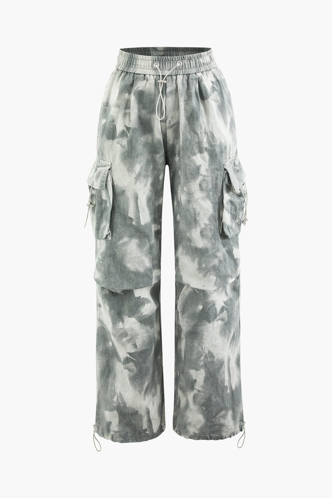 Trendy Tie Dye Cargo Pants with Drawstring - Y2K Aesthetic Straight Leg Style