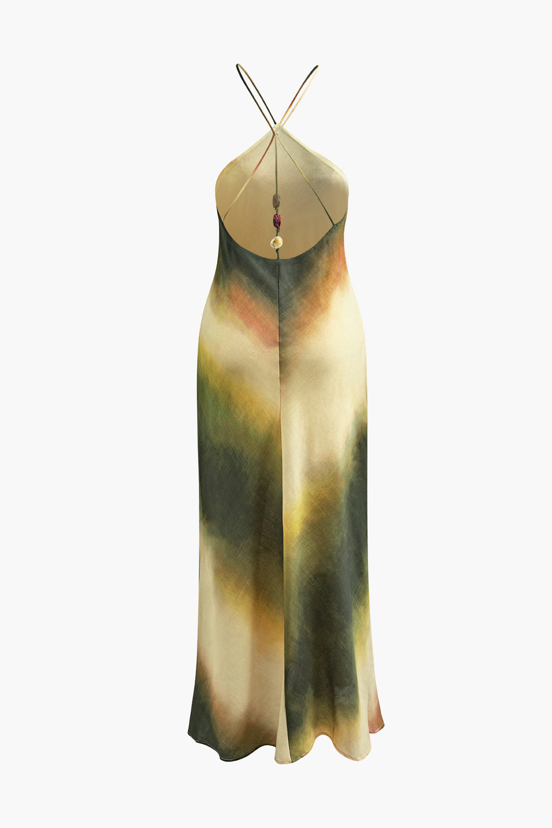 Trendy Tie Dye Halter Backless Midi Dress for Y2K Aesthetic and Coquette Style