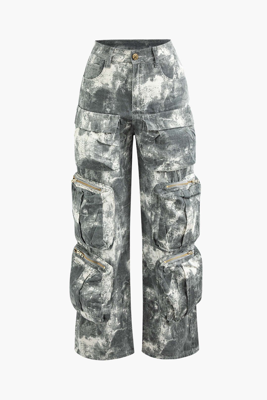 Trendy Tie Dye Multi Pocket Cargo Jeans for Y2K Aesthetic and Grunge Style Lovers