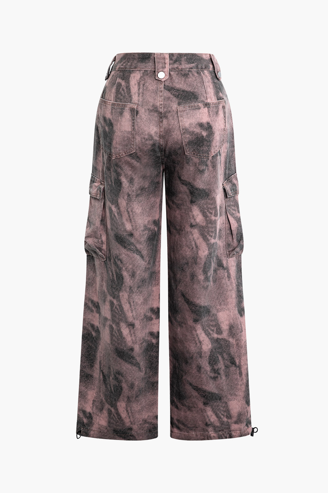 Trendy Tie Dye Wide Leg Cargo Pants with Flap Pockets for Y2K Aesthetic Outfits