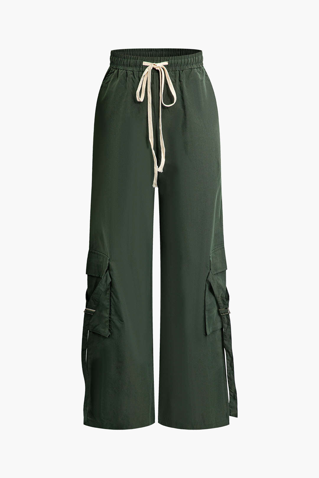 Trendy Y2K Cargo Pants with Drawstring Waist and Flap Pockets for Aesthetic Outfits