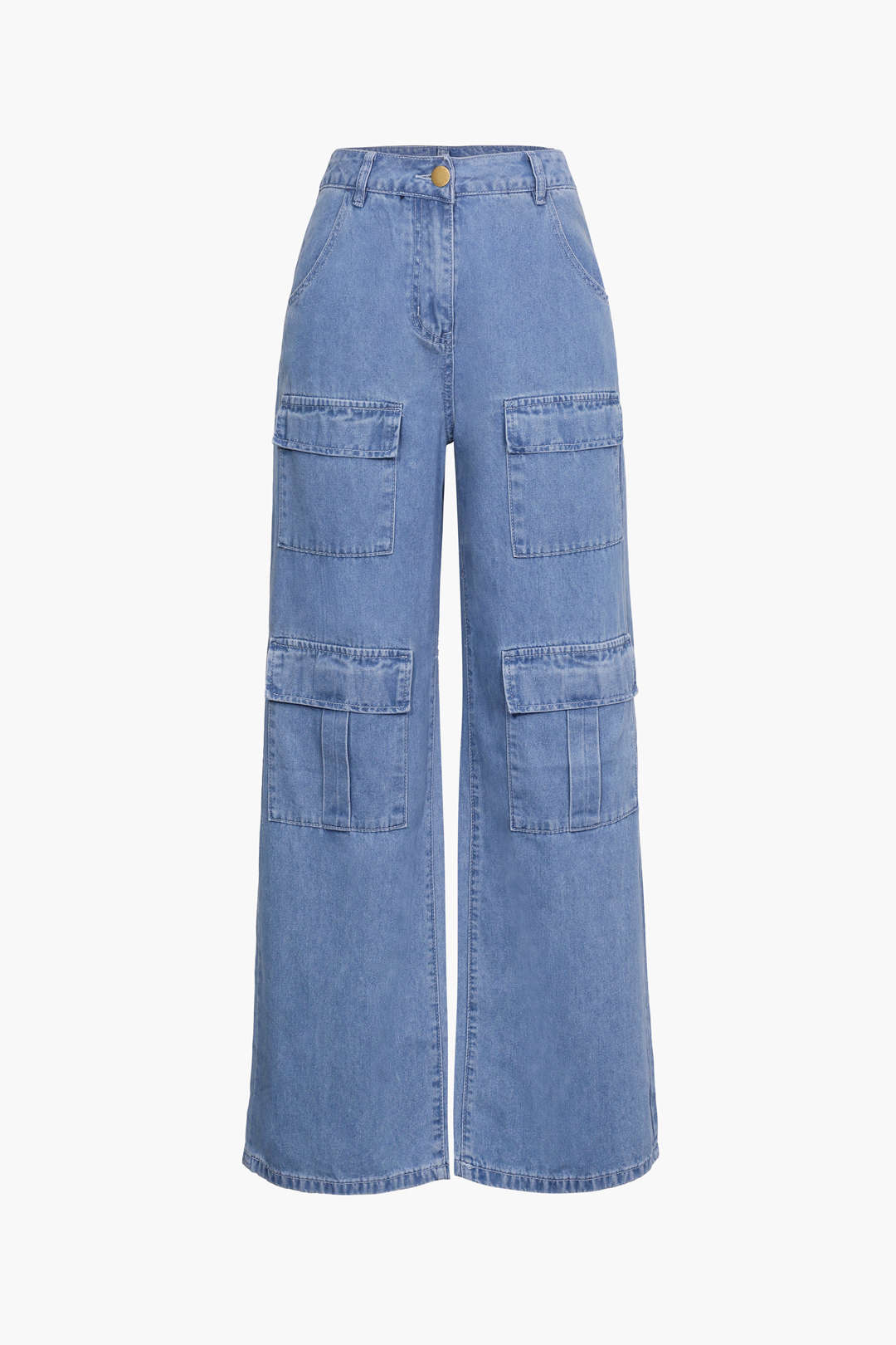 Trendy Y2K Flap Pocket Straight Leg Cargo Jeans for Chic Coquette and Grunge Aesthetics