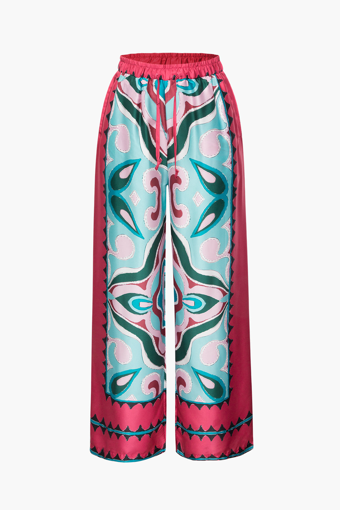 Trendy Y2K Printed Drawstring Wide Leg Pants for Effortless Coquette Aesthetic Style