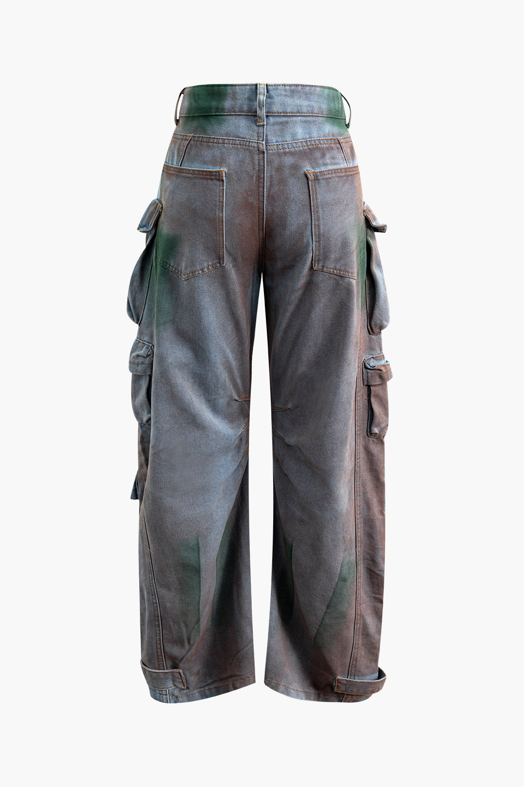 Trendy Y2K Straight Leg Cargo Jeans with Flap Pockets for a Chic Grunge Aesthetic