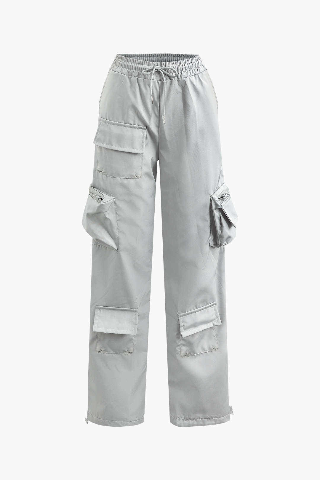 Trendy Y2K Straight Leg Cargo Pants with Drawstring Flap Pockets for Aesthetic Outfits