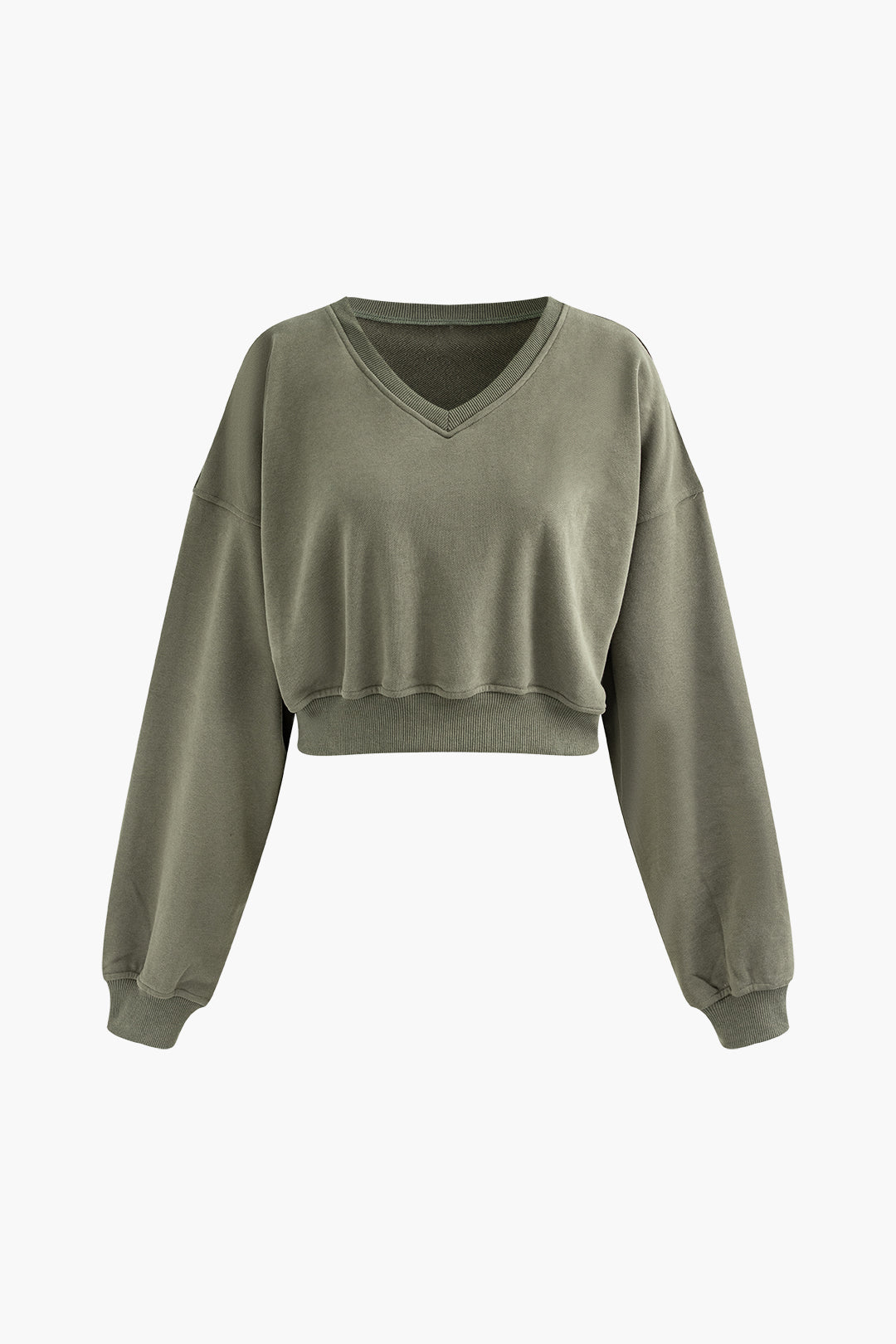 Trendy Y2K V-Neck Crop Sweatshirt for Coquette Aesthetic and Grunge Style Outfits