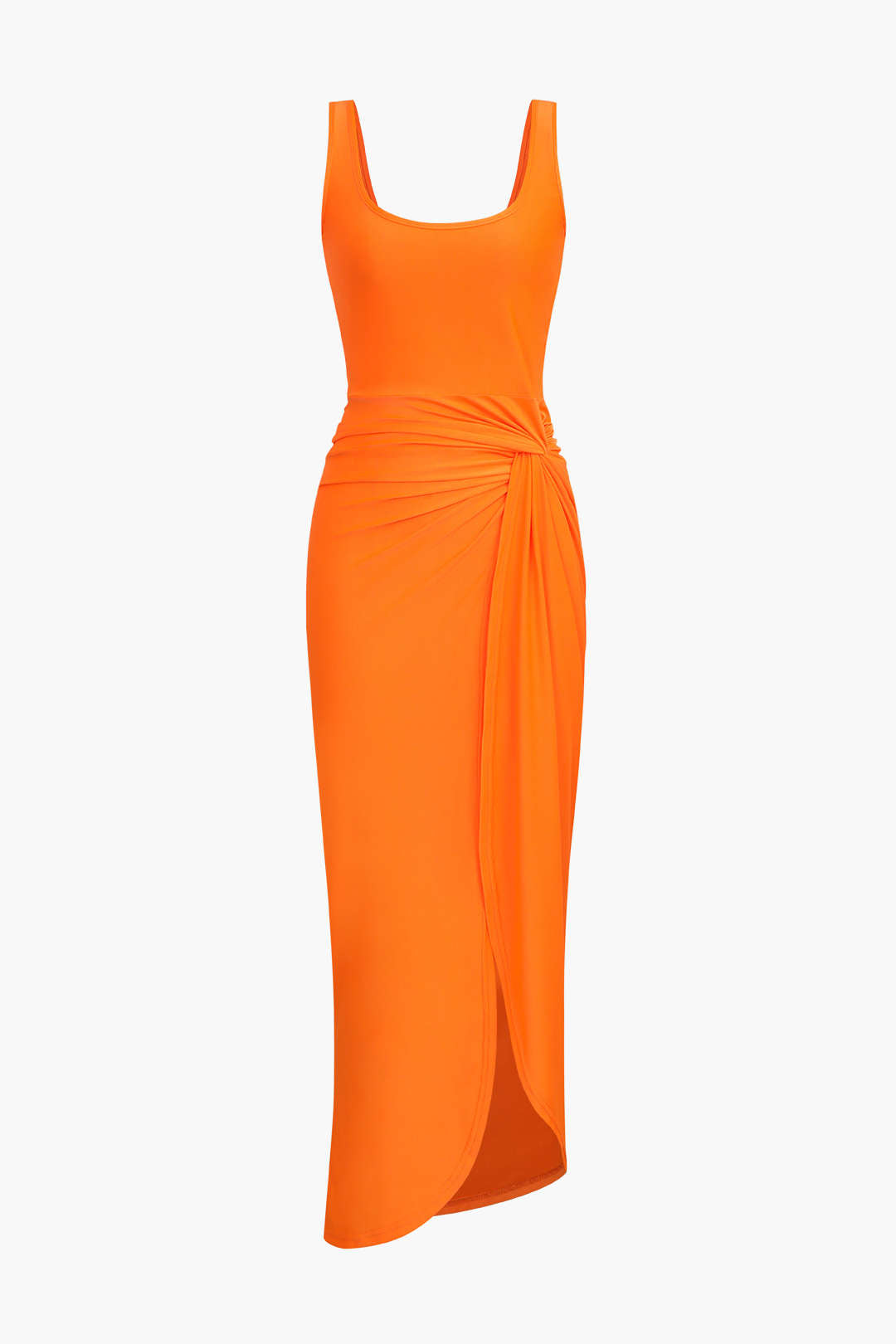 Twist Detail Square Neck Midi Dress - Y2K Aesthetic Fashion for Effortless Style