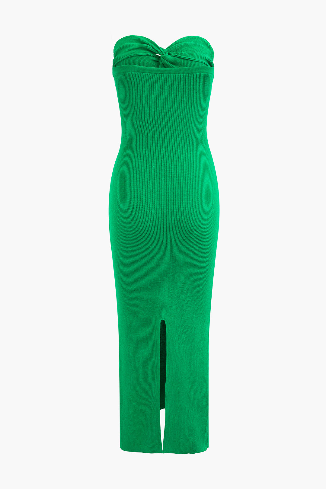 Twist Strapless Slit Knit Midi Dress - Y2K Aesthetic Fashion for Chic Outfits