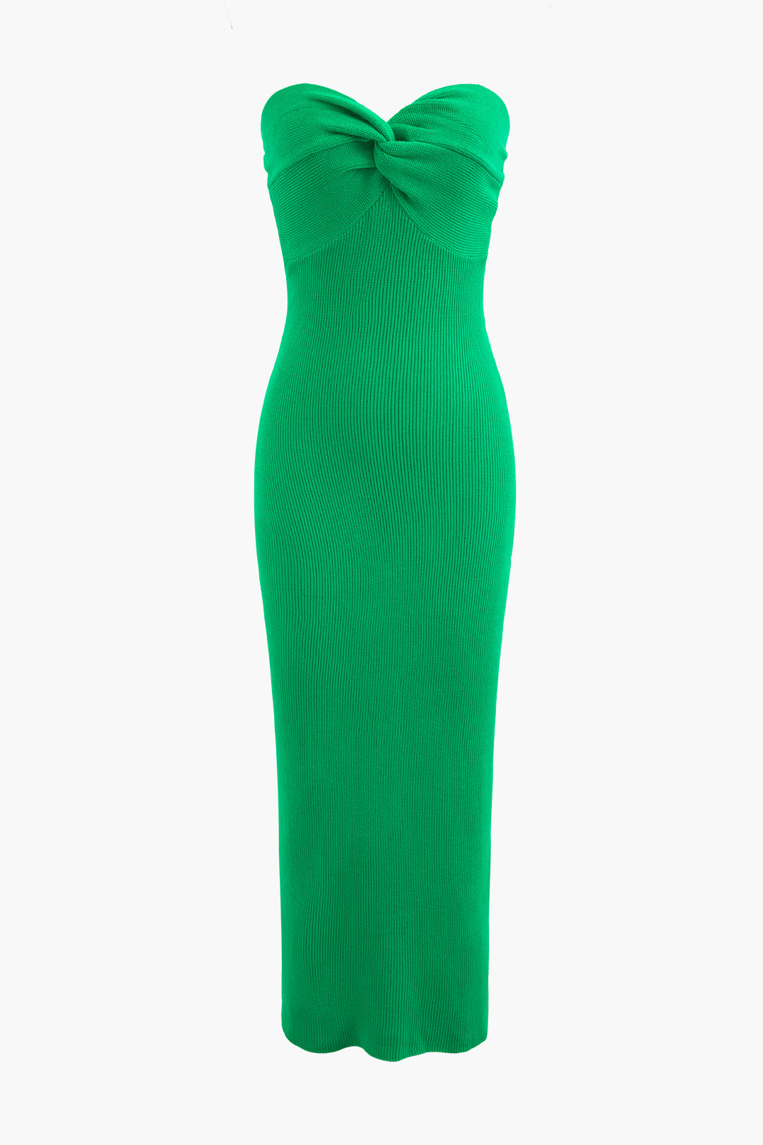 Twist Strapless Slit Knit Midi Dress - Y2K Aesthetic Fashion for Chic Outfits