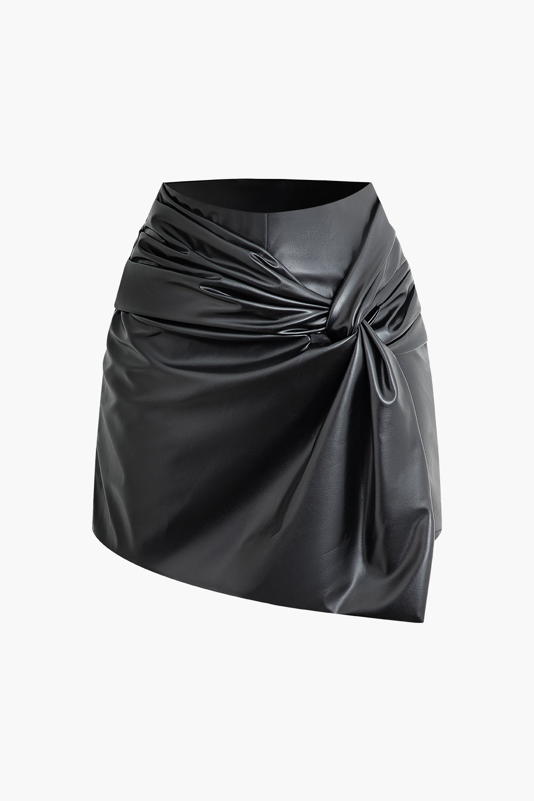 Twist Wrap Faux Leather Knotted Shorts for Y2K Aesthetic and Coquette Style Outfits