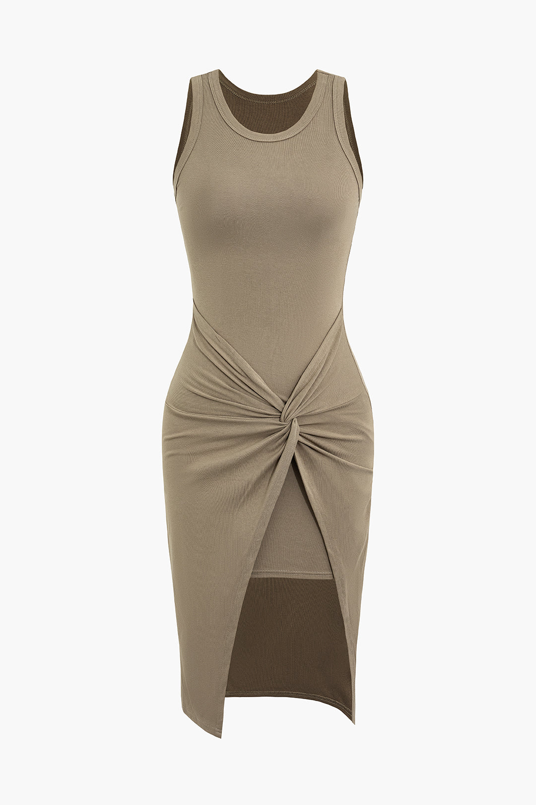 Twist Wrap Sleeveless Midi Dress - Y2K Aesthetic Fashion for Effortless Style