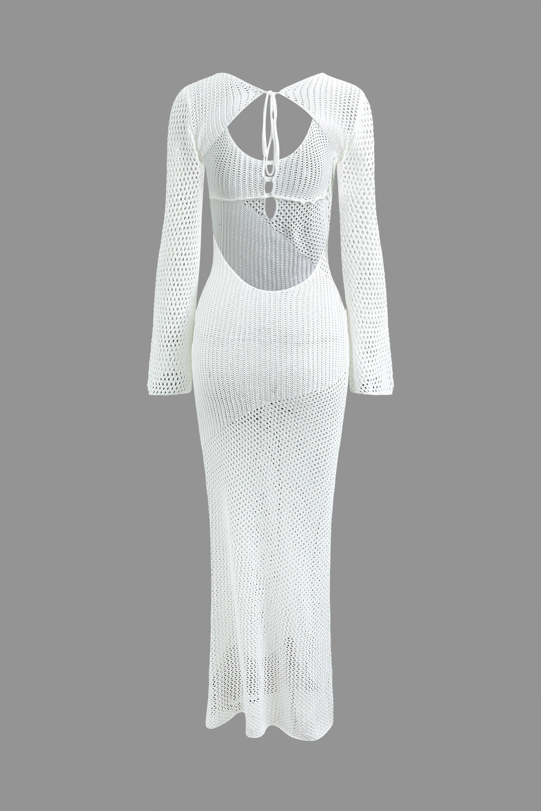 U-Neck Cut Out Open Knit Maxi Dress - Y2K Aesthetic Fashion for Effortless Style