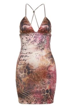 V-Neck Butterfly Embroidery Backless Cami Mini Dress - Y2K Aesthetic Fashion Essential